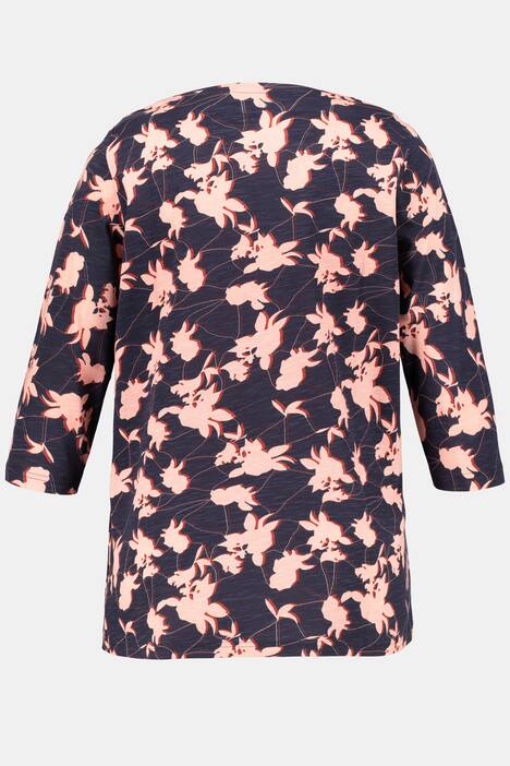 Floral Print Slub Yarn Classic Fit Stretch Knit Tee
