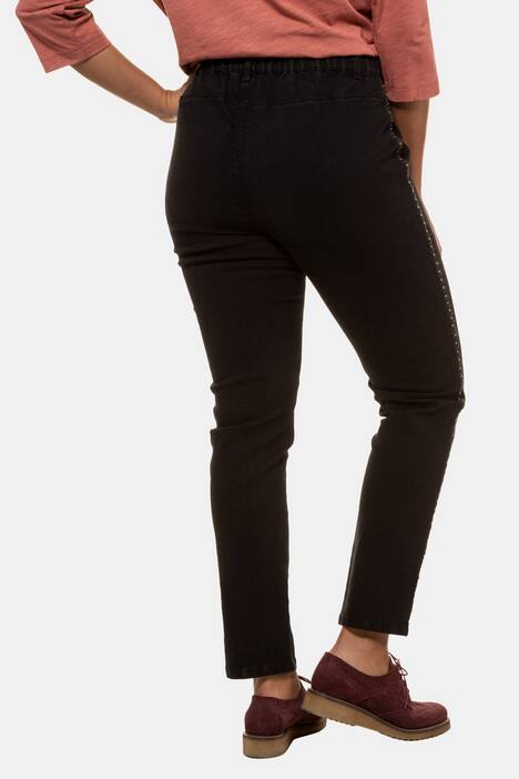 Side Seam Stud Striped Sienna Fit Stretch Jeggings