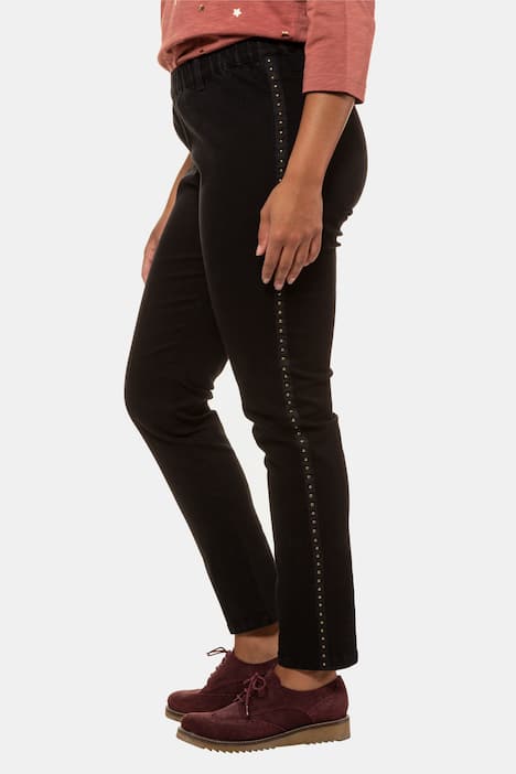 Side Seam Stud Striped Sienna Fit Stretch Jeggings