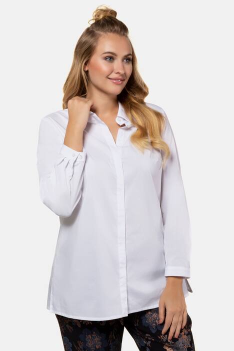 Hemdbluse, verdeckte Knopfleiste, längere Form
