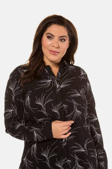 Bluse, grafisches Muster, A-Linie, Langarm