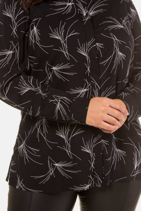 Bluse, grafisches Muster, A-Linie, Langarm