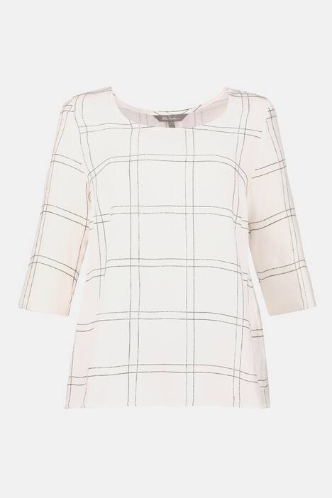 Blouse, classic, ronde hals, rechte 3/4 mouwen