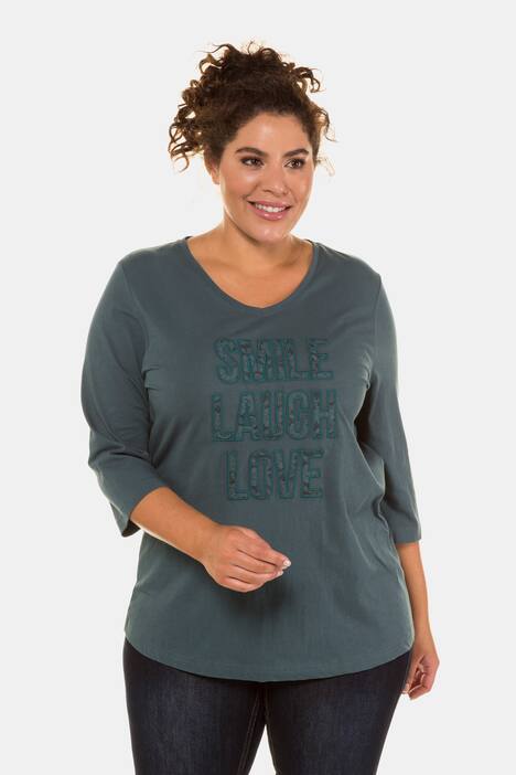 Shirt, Spitzenbesatz, Regular, V-Ausschnitt