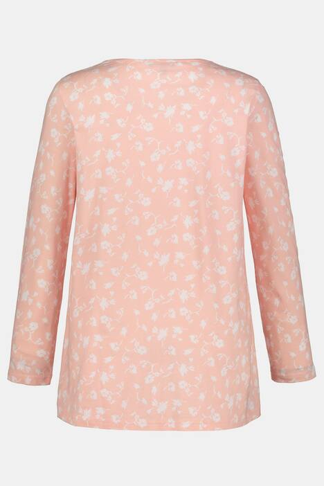 Shirt, florales Muster, A-Linie, Biesen, V-Ausschnitt