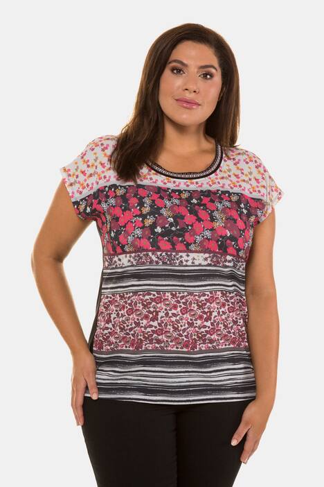 Shirtbluse, Musterstreifen, Oversized, Flammjersey