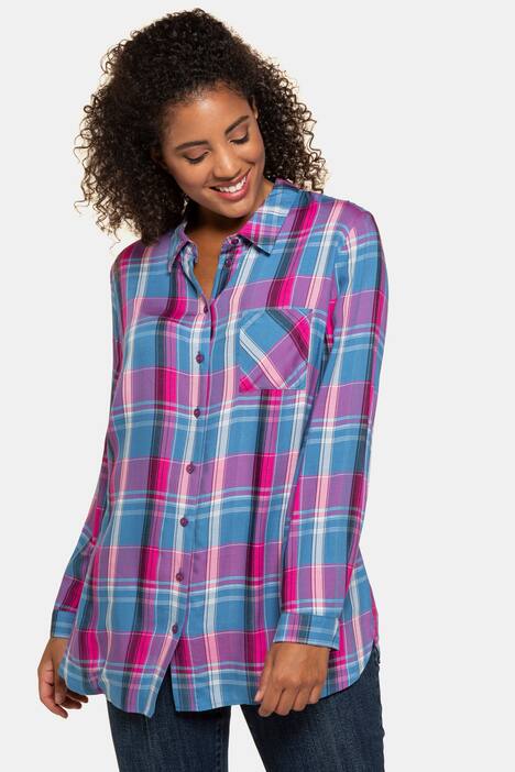 Karobluse, Hemdkragen, Regular, gerundeter Saum
