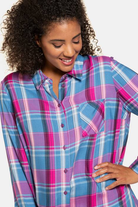 Karobluse, Hemdkragen, Regular, gerundeter Saum