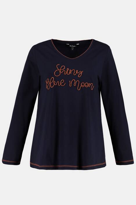 Shirt, Kordel-Schriftzug, Classic, Farbnähte, Langarm