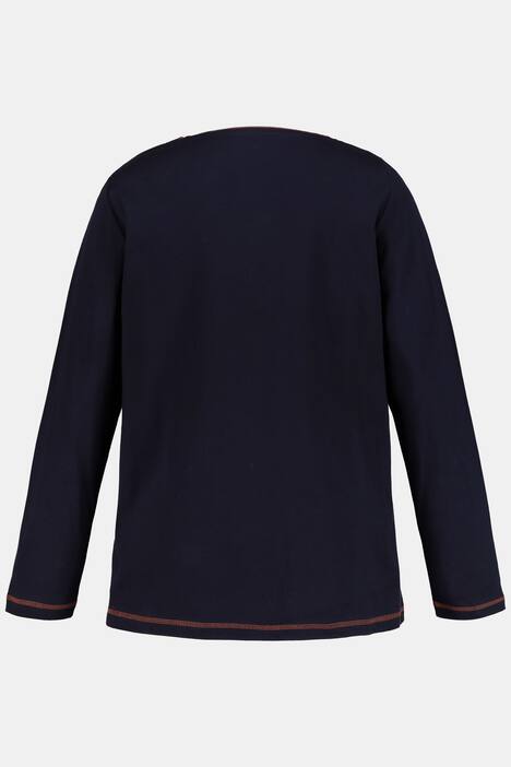 Shirt, Kordel-Schriftzug, Classic, Farbnähte, Langarm
