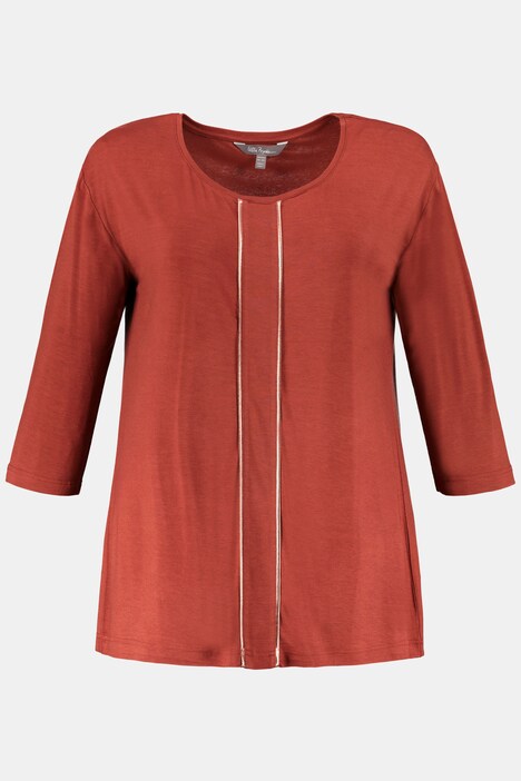 Rich Metallic Piping Oversized Fit Stretch Knit Top
