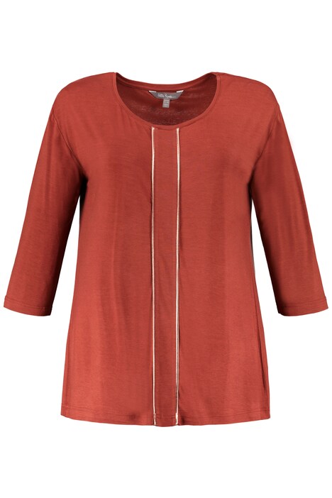 Rich Metallic Piping Oversized Fit Stretch Knit Top