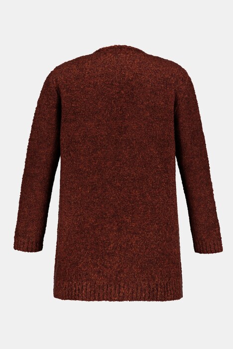 Boucle Snap Front Long Sleeve Cardigan Sweater