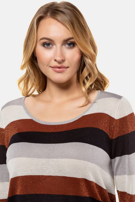 Pullover, Metallic-Streifen, Classic, Feinstrick