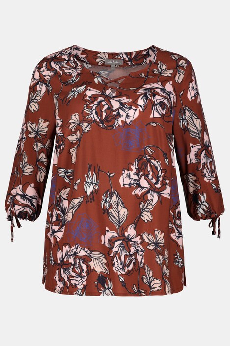Stunning Floral Print Crossover Strap Blouse