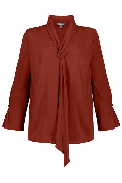 Tie Collar Flounce Sleeve Blouse
