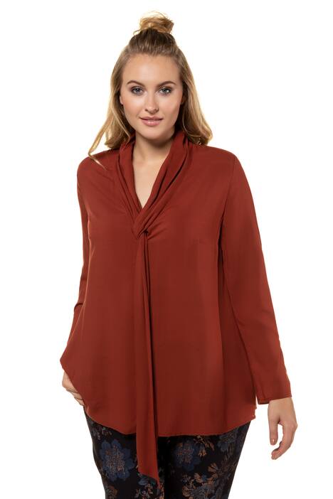 Tie Collar Flounce Sleeve Blouse