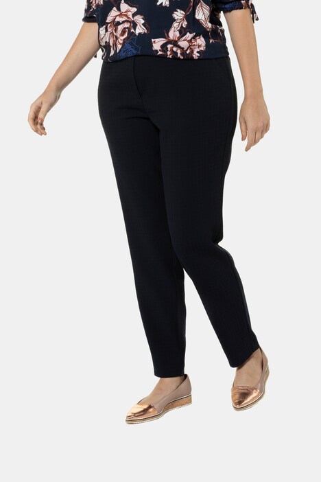 Broek Sophie, smalle pijpen, jacquardruitjes, deels elastische band