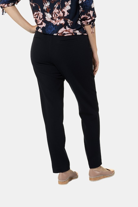 Broek Sophie, smalle pijpen, jacquardruitjes, deels elastische band