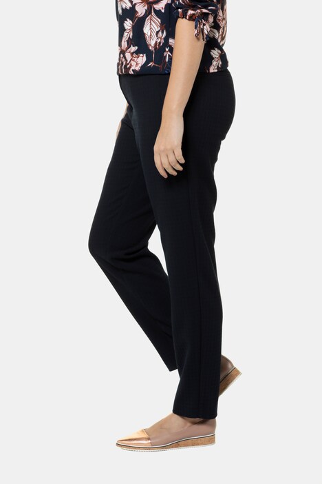 Broek Sophie, smalle pijpen, jacquardruitjes, deels elastische band