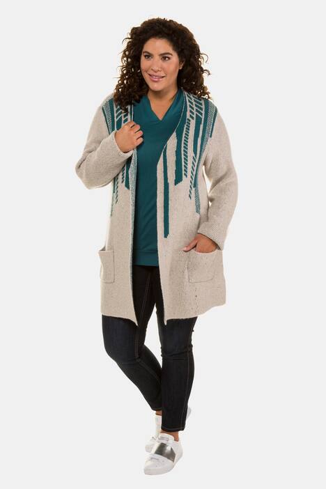 Cardigan, lang open model, 2 zakken