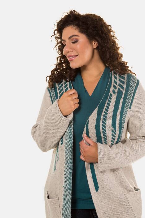 Cardigan, lang open model, 2 zakken
