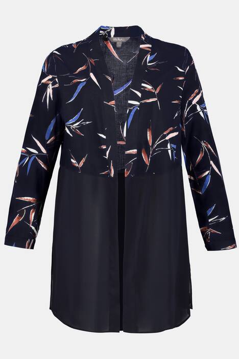 Blusenjacke, florales Muster, lange, offene Form