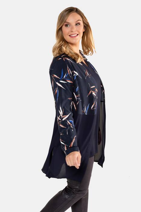 Blusenjacke, florales Muster, lange, offene Form