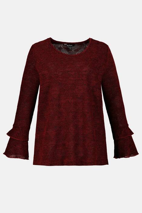 Pullover, A-lijn, licht transparant, dubbele volantmouwen