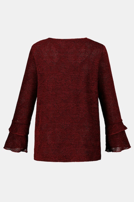 Pullover, A-lijn, licht transparant, dubbele volantmouwen