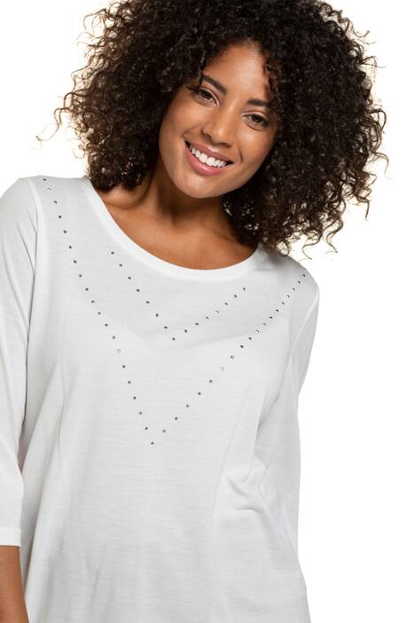 Shirt, classic, ronde hals, 3/4 mouwen