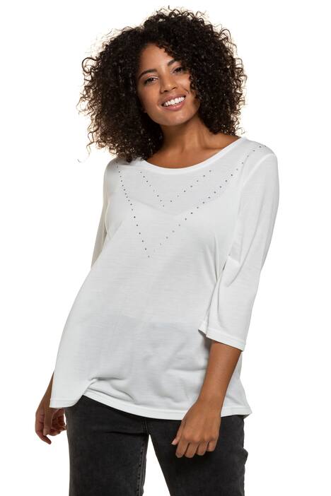 Shirt, classic, ronde hals, 3/4 mouwen