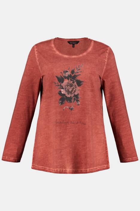 Shirt, Blütenmotiv, Classic, Pailletten, cold dyed