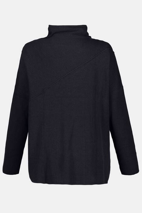 Pullover, Querrippen, Oversized, Stehkragen