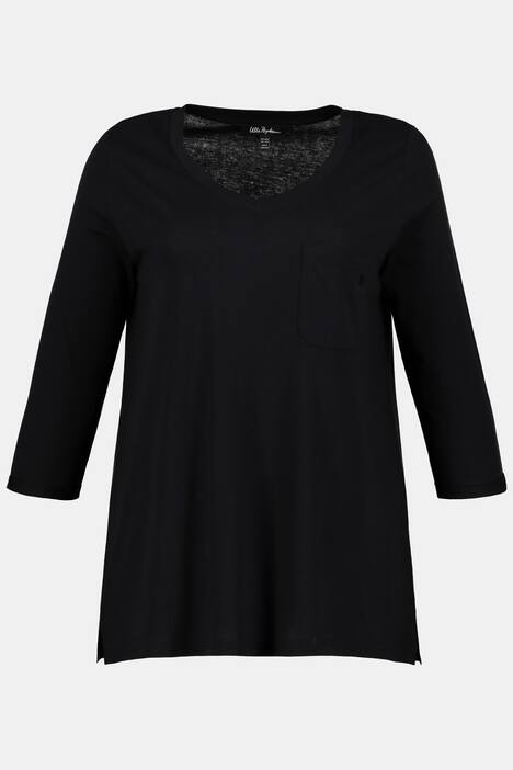 Shirt, Stickerei, A-Linie, 3/4-Arm, Modalmischung