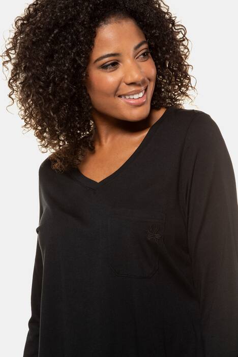 Shirt, Stickerei, A-Linie, 3/4-Arm, Modalmischung