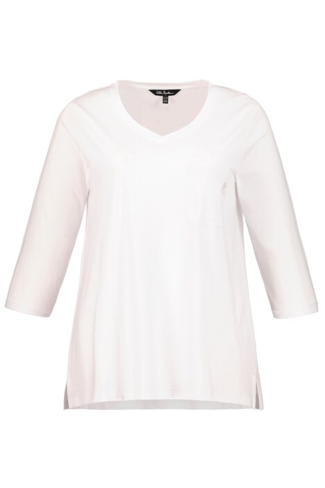 Pocket V-Neck A-line Fit Cotton Blend Knit Tee
