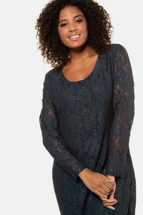 Spitzenkleid, Körperfütter, transparente Spitzenärmel