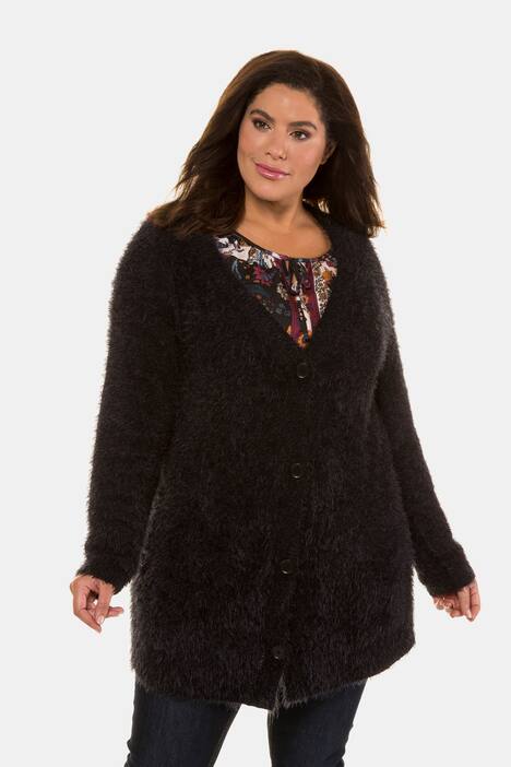 Cardigan, Fancystrick, tiefer V-Ausschnitt