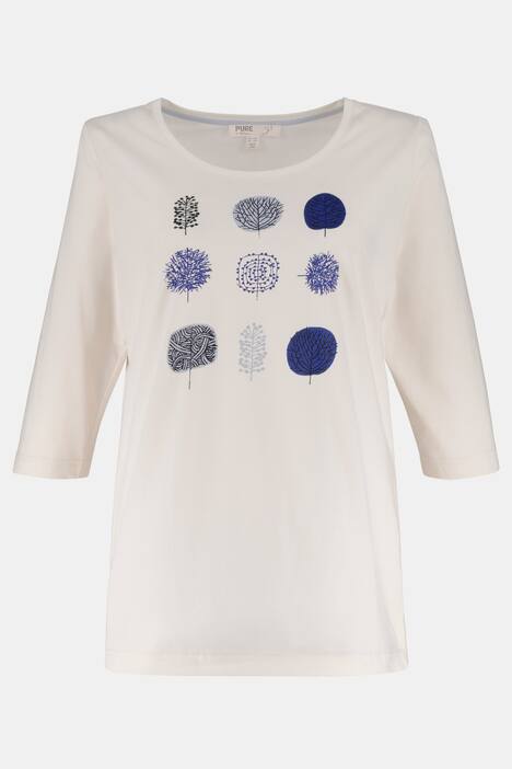 Shirt, Bio-Baumwolle, Blätter-Motive, 3/4-Ärmel, PURE