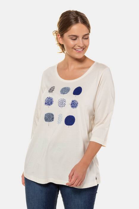Shirt, Bio-Baumwolle, Blätter-Motive, 3/4-Ärmel, PURE