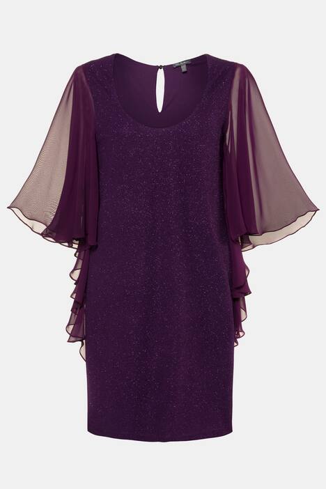 Abendkleid, Metallic-Effekt, Chiffon-Flügelärmel