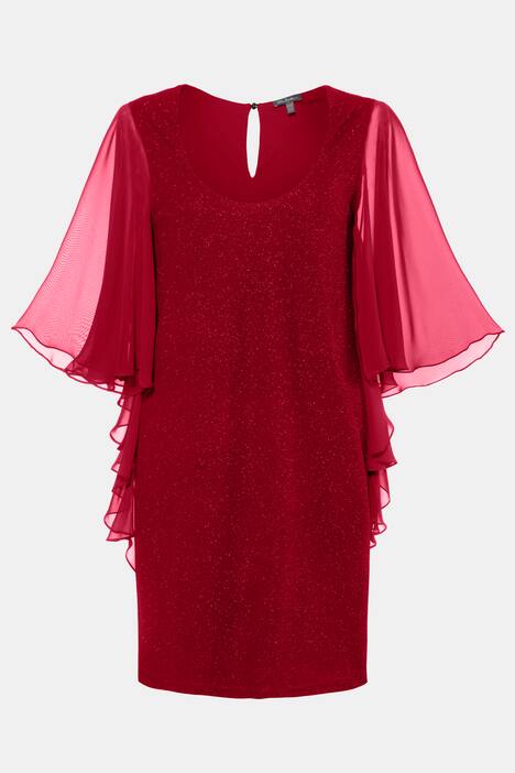 Abendkleid, Metallic-Effekt, Chiffon-Flügelärmel