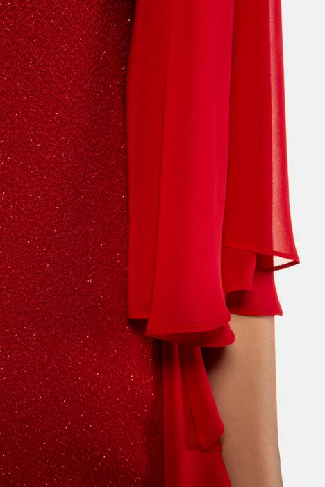 Abendkleid, Metallic-Effekt, Chiffon-Flügelärmel