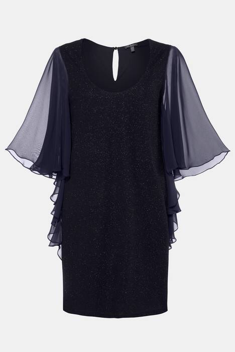 Abendkleid, Metallic-Effekt, Chiffon-Flügelärmel