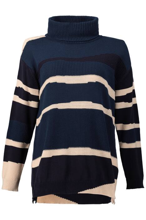 Pullover, gemustert, Rollkragen, Biobaumwolle