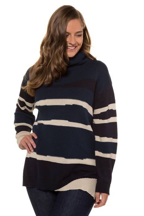Pullover, gemustert, Rollkragen, Biobaumwolle