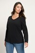 Shirt, slim, V-hals, lange mouw