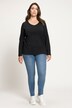 Shirt, slim, V-hals, lange mouw