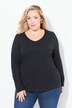 Shirt, slim, V-hals, lange mouw